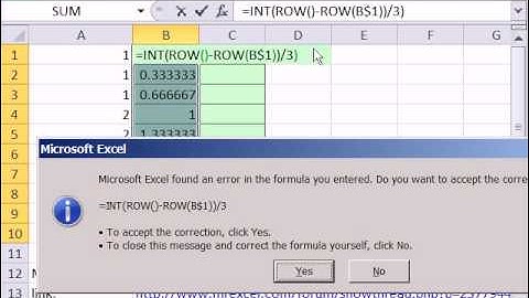 Excel Magic Trick 649: Formula to increment number pattern 1,1,1,2,2,2,3,3,3...