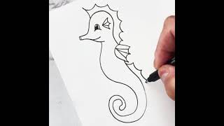 How To Draw Marine Animals Octopus, Shark, Seahorse, Gold fish, Mermaid