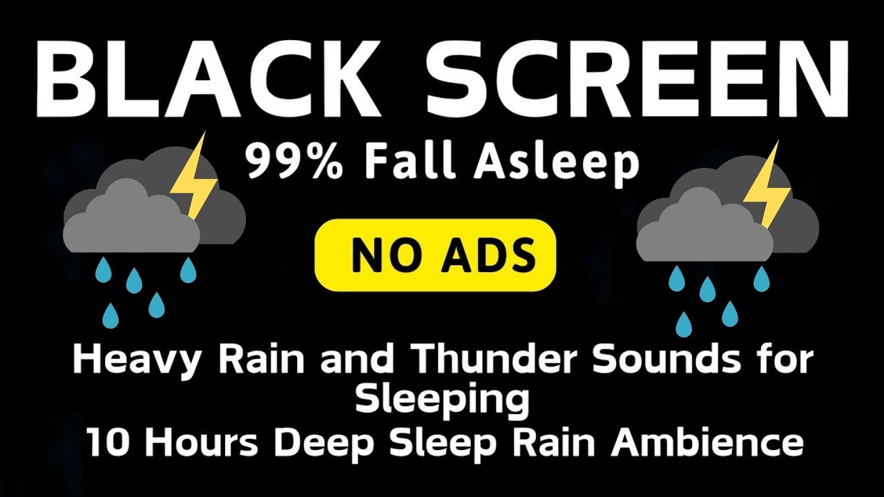 🔴 Goodbye Insomnia with Heavy Rain & Thunder Growls Black Screen - Deep Sleep Rainstorm Ambience