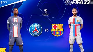 FIFA 23 - PSG Vs Barcelona - UCL 23\/24 | Ft. Neymar | PS5™ [4K60] Next Gen