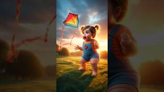 Cute baby girl flying kite😭 #ai #kite #baby #cute