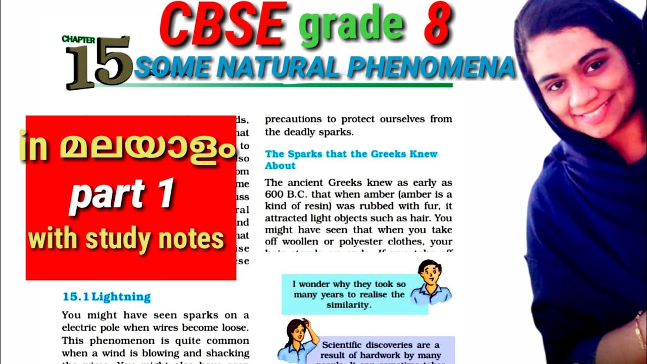 CBSE grade 8 Some natural phenomena in malayalam with notes part 1