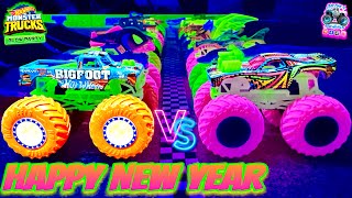 Toy Diecast Monster Truck Racing Tournament | HotWheels Glow in the Dark HAPPY NEW YEARS RACE screenshot 3