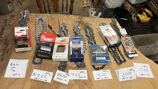 Which saw chain is the best bang for your buck?? Popular chainsaw chain comparison and review!!