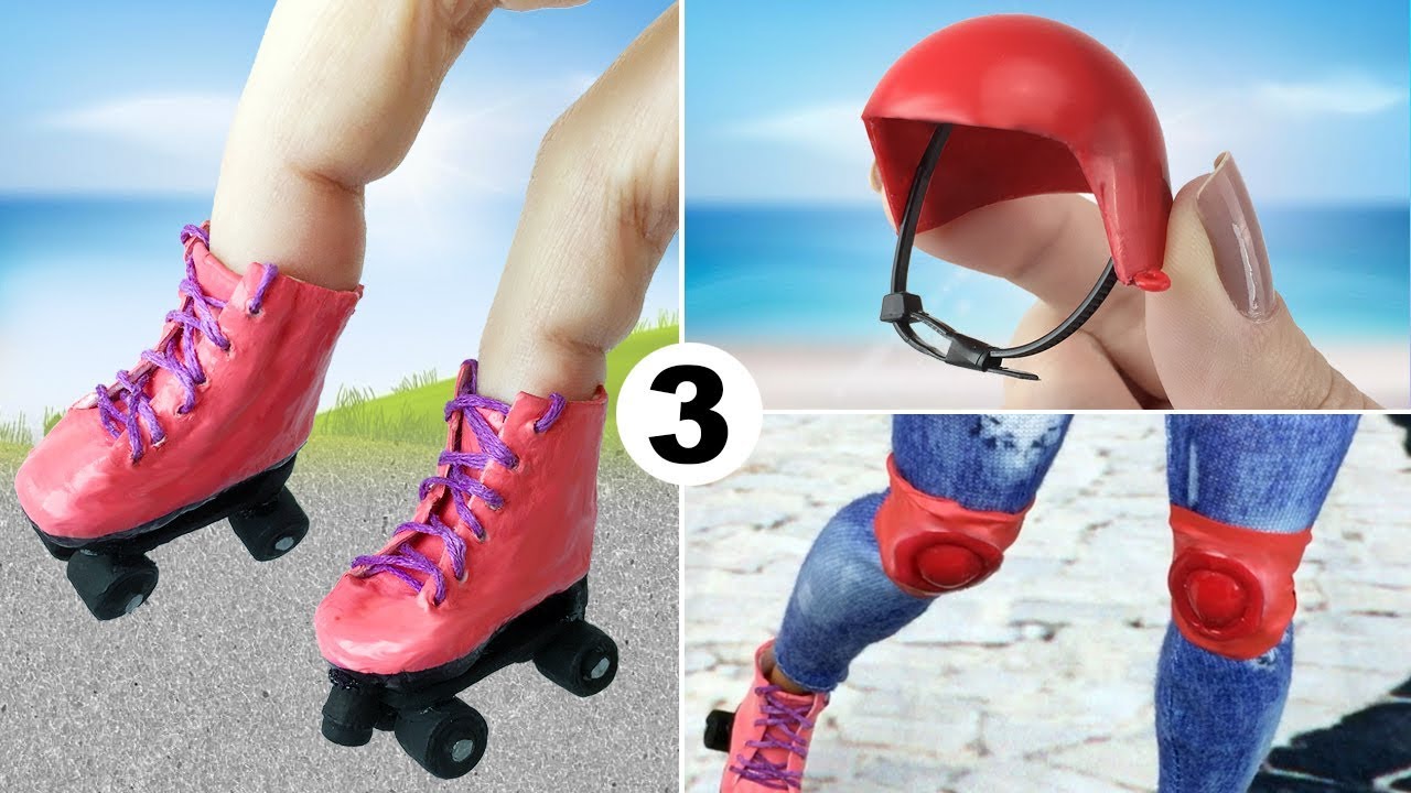 3 спортивный материал для куклы Барби-коньки, шлем и колено скобки by Grendene Kids