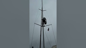 Installing our new #mackstackpack on our #hunter33.5. Pretty straightforward install#upthemast