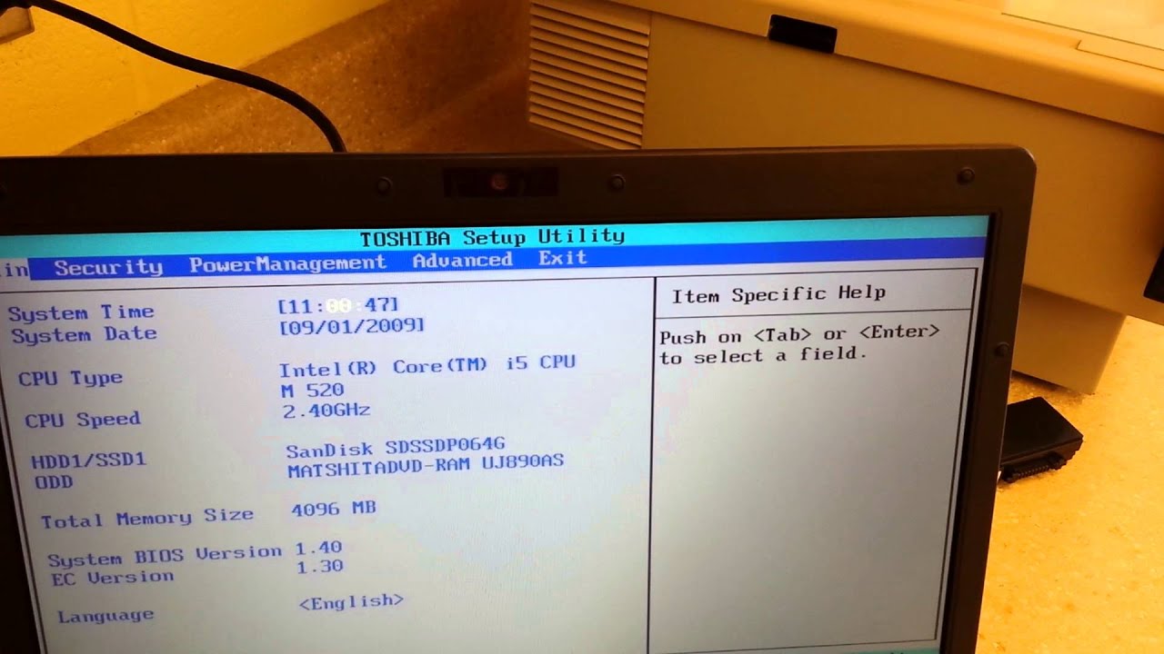 toshiba tecra t9100 kan komma åt bios