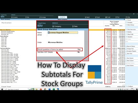 How To Use Subtotals in Tally Prime & Tally ERP 9 - Controlling Stock Group Visibility