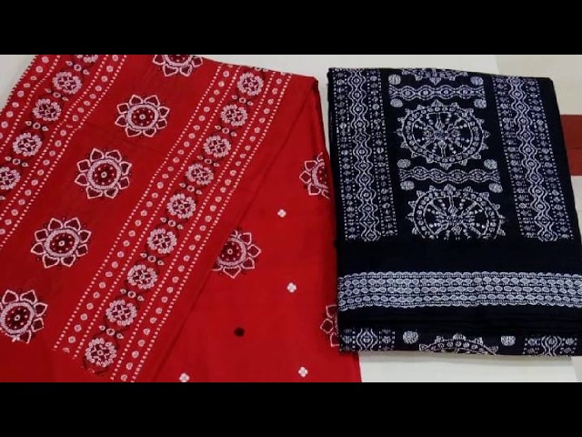 White and Red Sambalpuri cotton Dress material – Boyanika Odisha