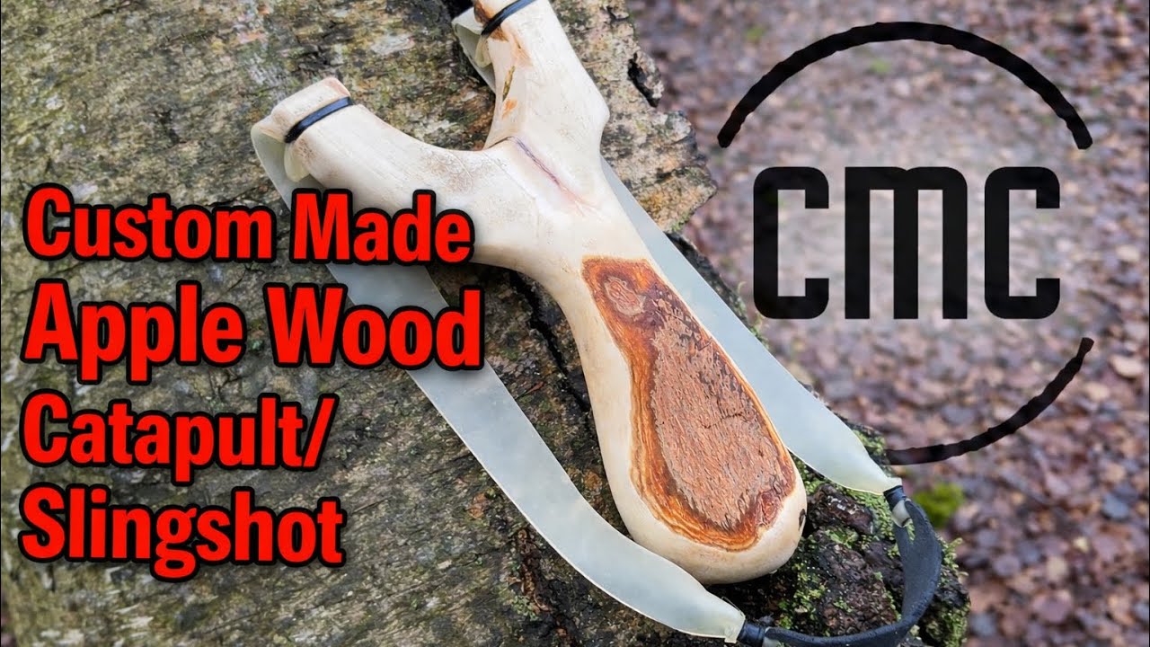 Custom Made Apple Wood Slingshot | Handcrafted Natural Catapult Build