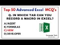 Advance Excel MCQs | Top 50 Advance Excel Interview Questions & Answers | Computer Tech Academy