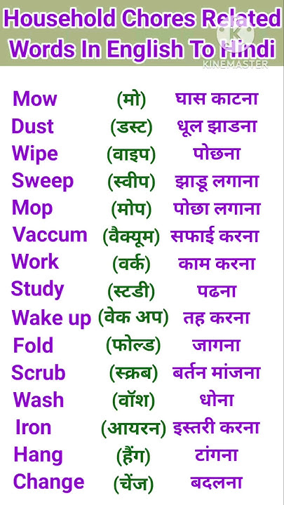 household-chores-related-words-in-english-to-hindi-english-meaning