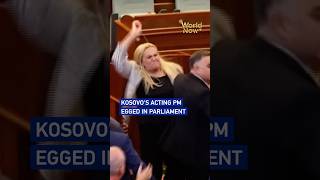 Kosovos acting PM egged in parliament #worldnow