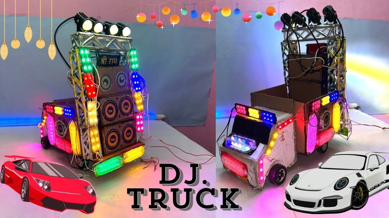 DIY Mini Dj Navratri Durga Pooja Gauri Ganesh Big Dj Truck Light Decoration gadi wala dj