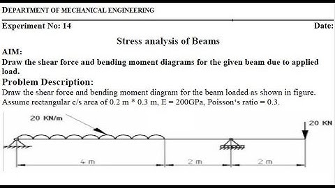 Dip. EX 14, SFD & BMD FOR BEAM WITH UDL & POINT LOAD - ANSYS Tutorial