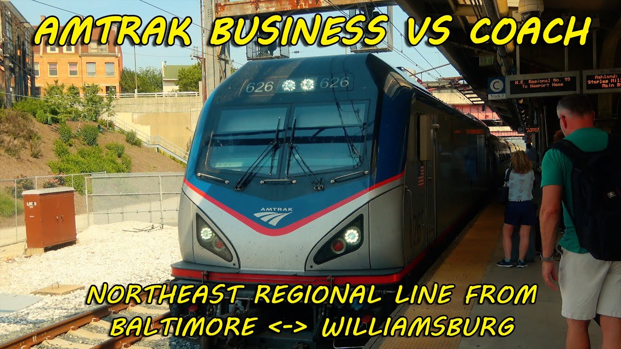 AMTRAK BUSINESS VS. COACH on NORTHEAST REGIONAL to WILLIAMSBURG - 6/2018 -  YouTube