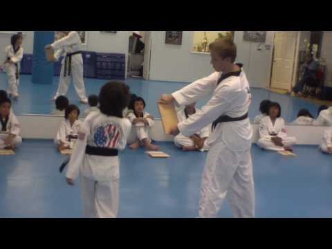 8 year old Black Belt - Matthew Baker TKD Tae Kwon Do (Breaking Boards for 1st Stripe)
