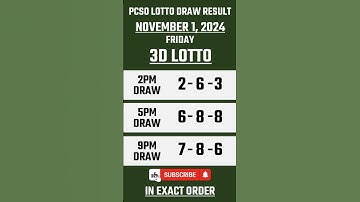 Lotto Result Today 3D Lotto Draw (Swertres Result) November 1, 2024 PCSO Swertres Draw