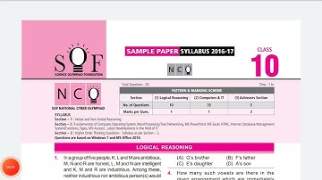 SOF NCO SAMPLE PAPER 2016-17 CLASS 10