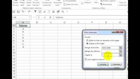 valores unicos con filtro avanzado