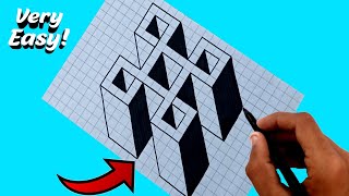 How To Draw (Unique) 3D Drawing Easy On Paper - Dibujos 3D