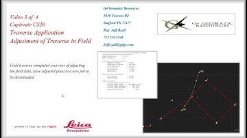 Leica Traverse Application CS20: Adjustment of Traverse in Field  (Video 3 of 4)