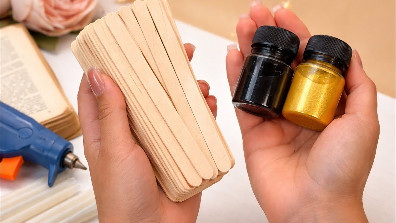 LOOK What I Made From Trash! 😍Wooden Sticks & Old Book DIY