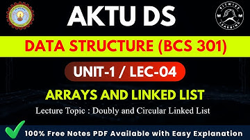 Data Structures Unit 1 Lecture 4 | AKTU B.Tech CSE (BCS301) | Easy Notes & Explanation