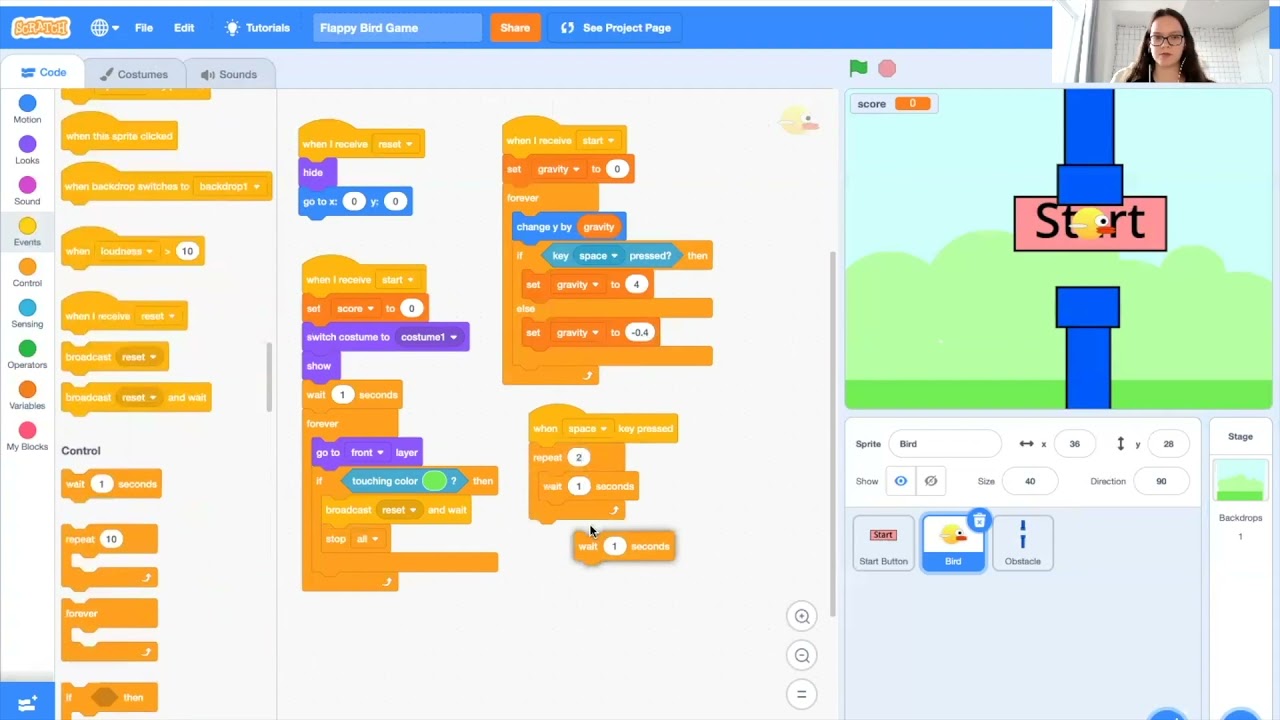 Hour (and a half) of Code: Flappy Bird Games in Scratch