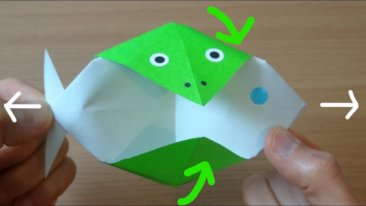 動く折り紙 魚を食べるカッパ 作り方 Moving Origami Kappa Water Sprite Eats Fish Youtube