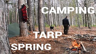 Spring tarp camping in windy conditions