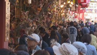 くま手で運をかき込む 東京・鷲神社で酉の市