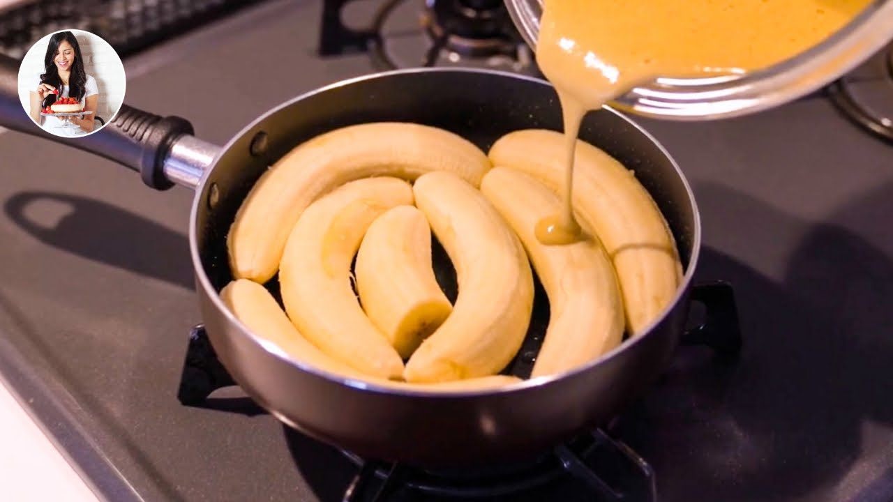 Si tienes plátanos y 1 sartén prueba este bizcocho delicioso y saludable 🍌 en sólo 10 min| Auxy