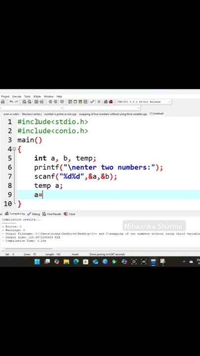 Swapping of 2 numbers using third variable | Nihaarika Sharma #coding # ...