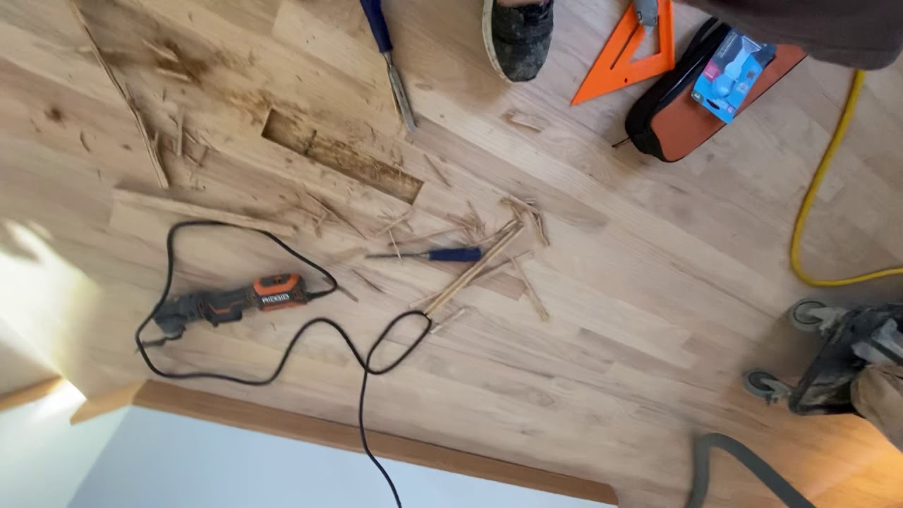 Wood floor board replacement part 1 YouTube