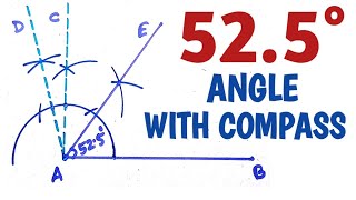 How to construct 52.5 degree angle with compass......