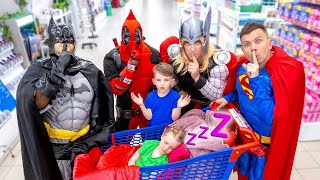 Hide-and-seek in the supermarket with superheroes | Video collection for children | Vania Mania DE screenshot 2