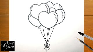 How to Draw Heart Shaped Balloons