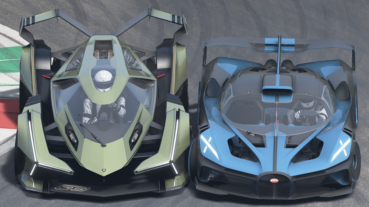 Bugatti Bolide vs Lamborghini Lambo V12 Vision Gran Turismo at Monza ...