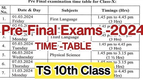 Pre-Final Exams -2024 || TIME-TABLE ||TS 10th Class  || Iss Date se honge Exam