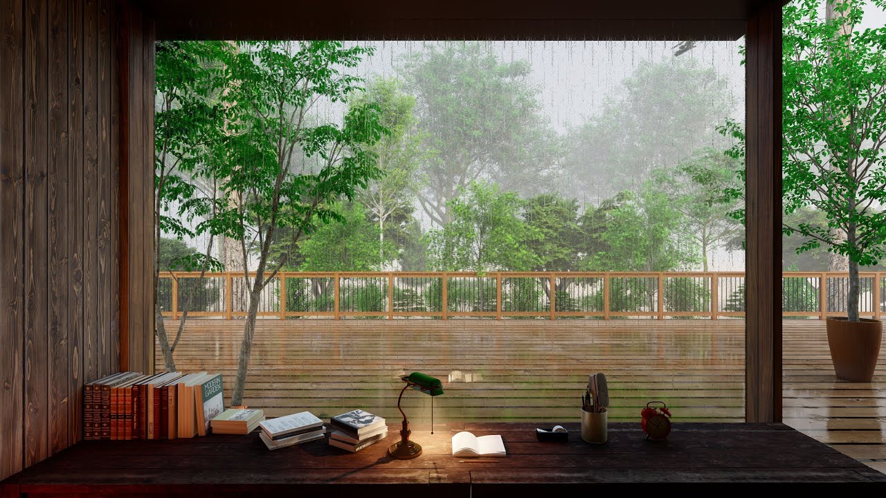 Summer Rain Ambience | A Cozy Escape for Book Lovers | ASMR for Relaxation