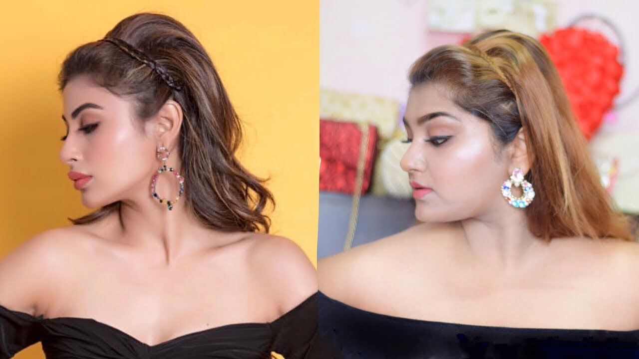 MouniRoy inspired makeup and hairstyle| braid headband | cute makeup look|  Celebrity inspired look - YouTube