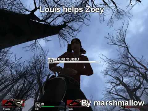 Louis Helps Zoey in Left 4 Dead