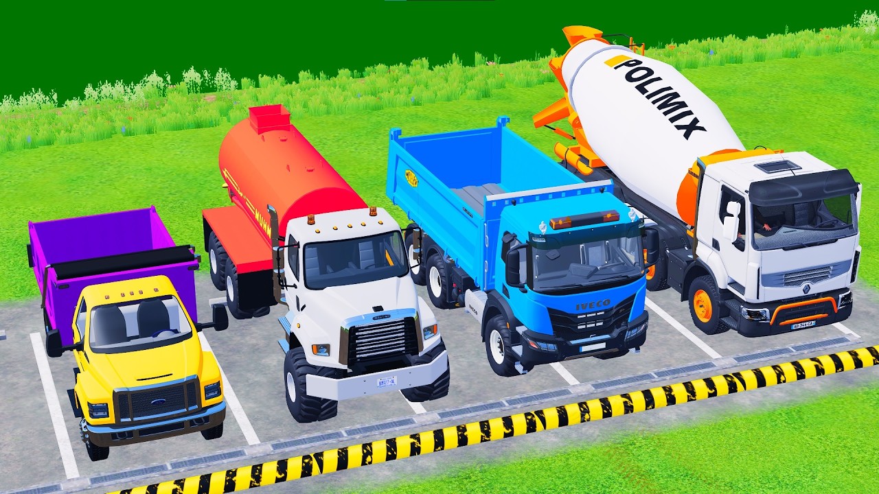 TRANSPORTING with COLORS - DUMP TRUCK,TANKI TRUCK,MIXER TRUCK with MAN TRUCK - FS 22 - Galaxy Farm