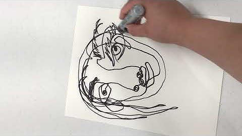 Blind contour drawing demonstration: Self-portrait