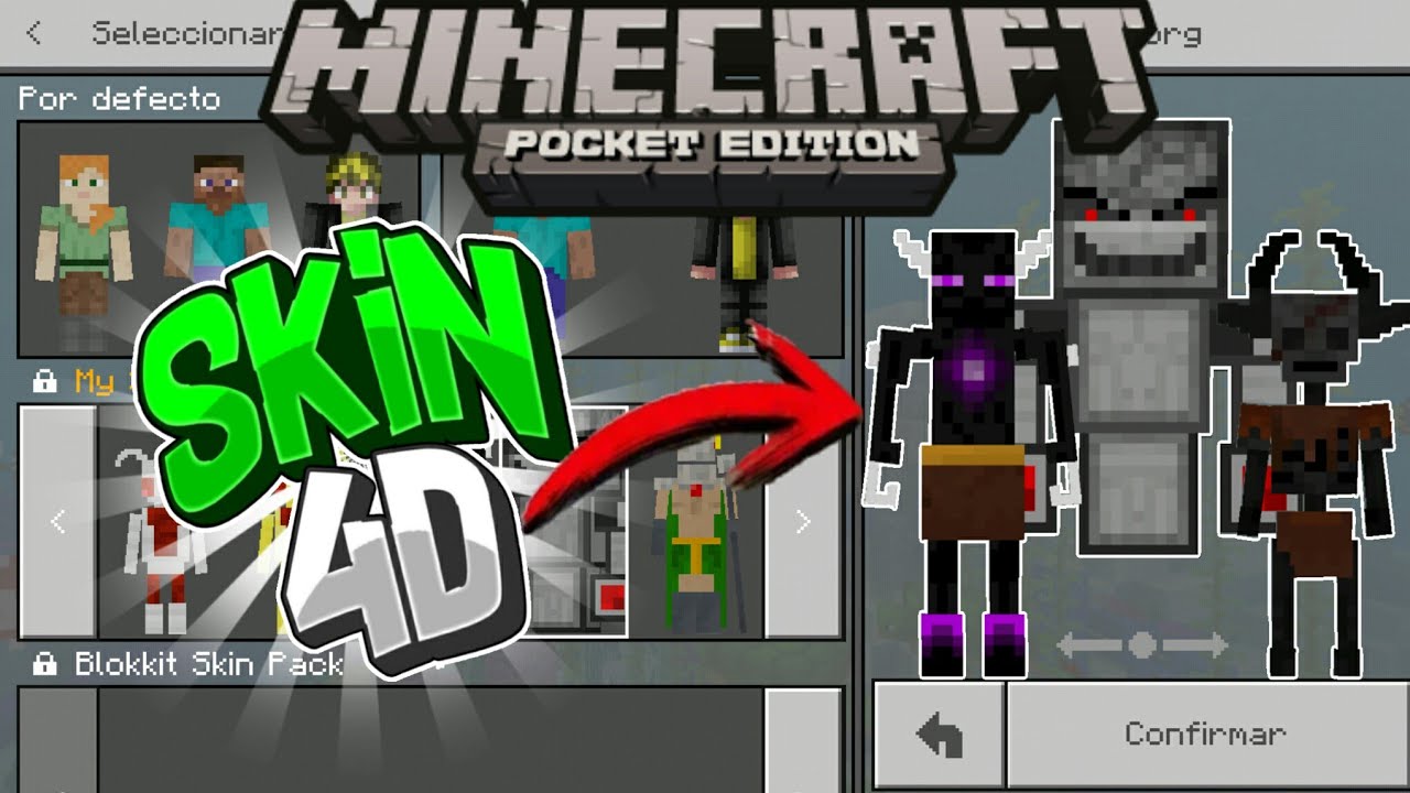 SKIN PACK 4D PARA MINECRAFT PE 1.6.0.8 || SKINS 4D DE ENDERFACE - SKINS