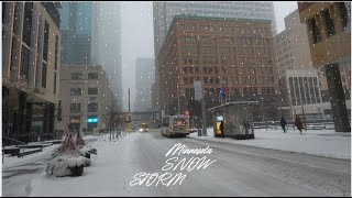 4K Minnesota Snow Storm |Walking Tour| Snowing In Minneapolis City
