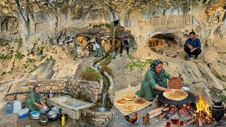 Real Nomadic Cave Life | Bringing Water to Family & Traditional Cooking in Iran’s Zagros Mountains