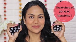 Swatching 20 MAC Lipsticks On Medium Tan Skin In Under 4 Minutes | Shalini Srivastava