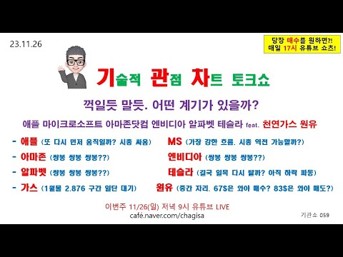 6:27~ 애플 마이크로소프트 <strong>아마존닷컴</strong> 엔비디아 알파벳 테슬라 17:57~ 천연가스 원유  231126